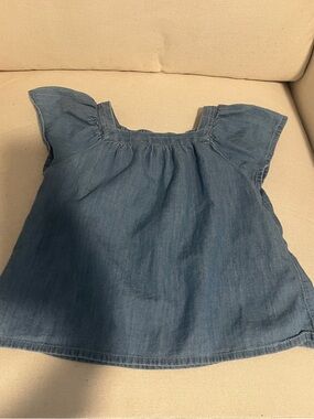 Toddler Girls Denim Chambray Flutter Sleeve Top - Blue